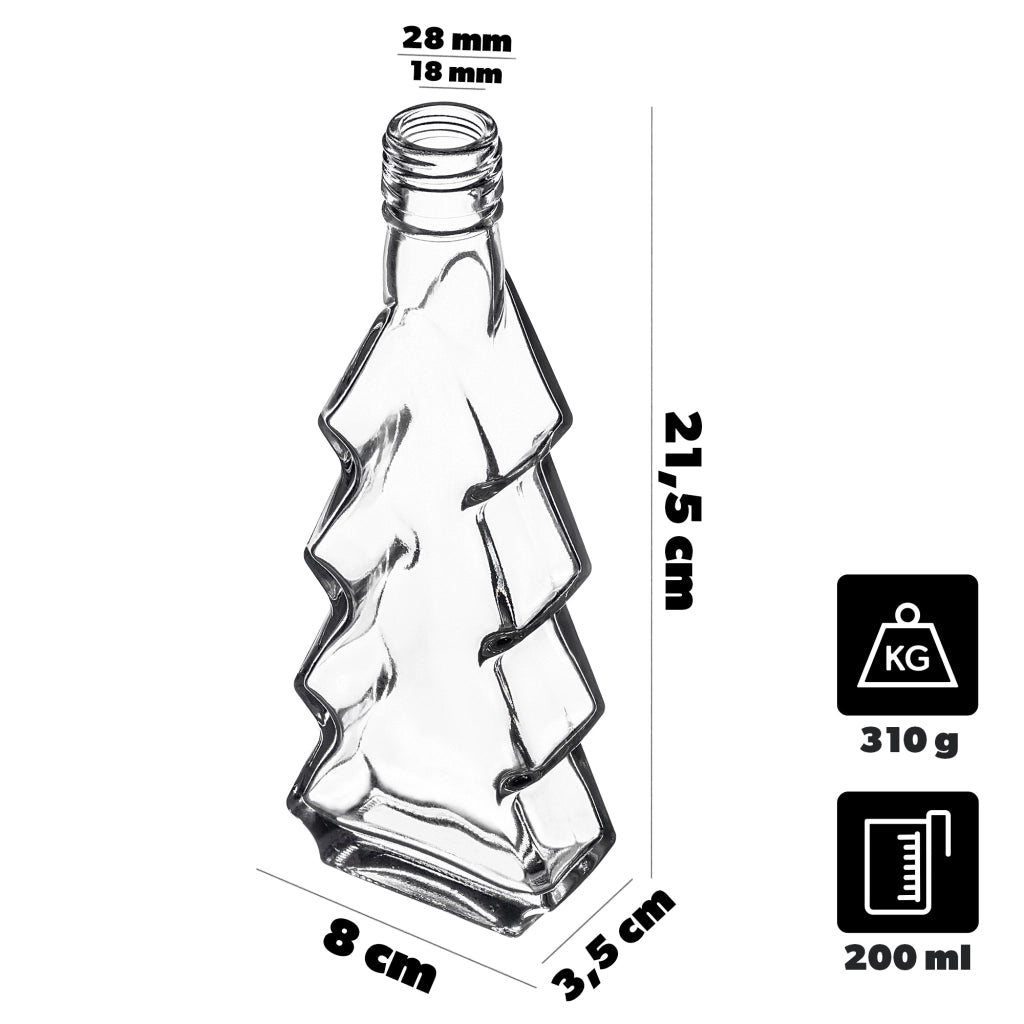 KADAX Butelka choinka 200ml pakiet 5szt z zakętką