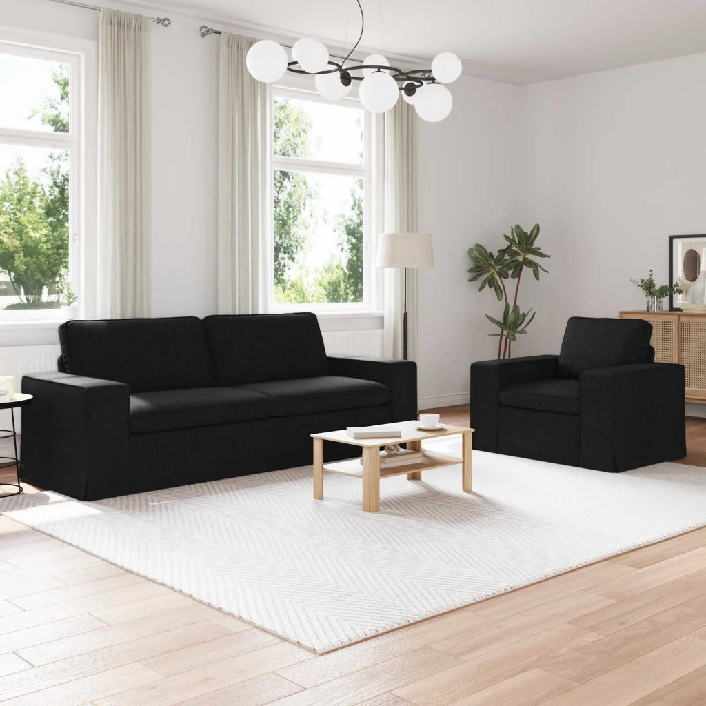 Set di divani 2 pcs Nero 222 x 80 x 82 cm Tessuto