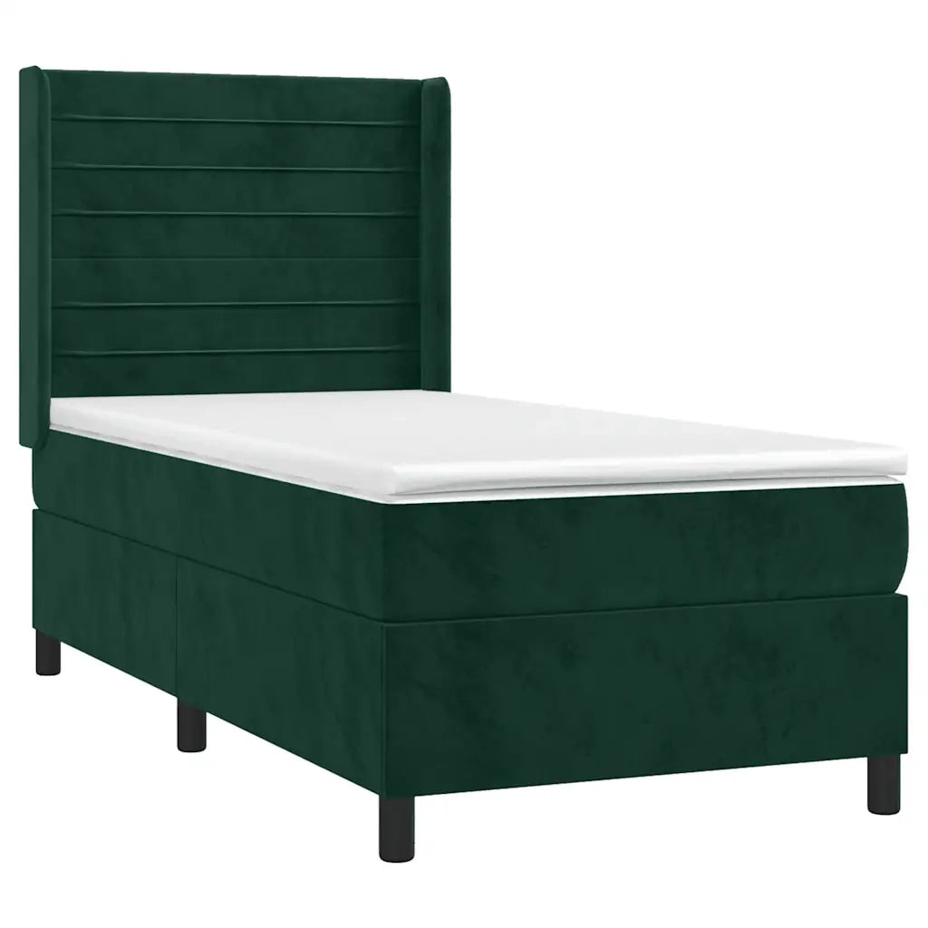 Giroletto a Molle con Materasso Verde Scuro 100x200 cm Velluto 3132726