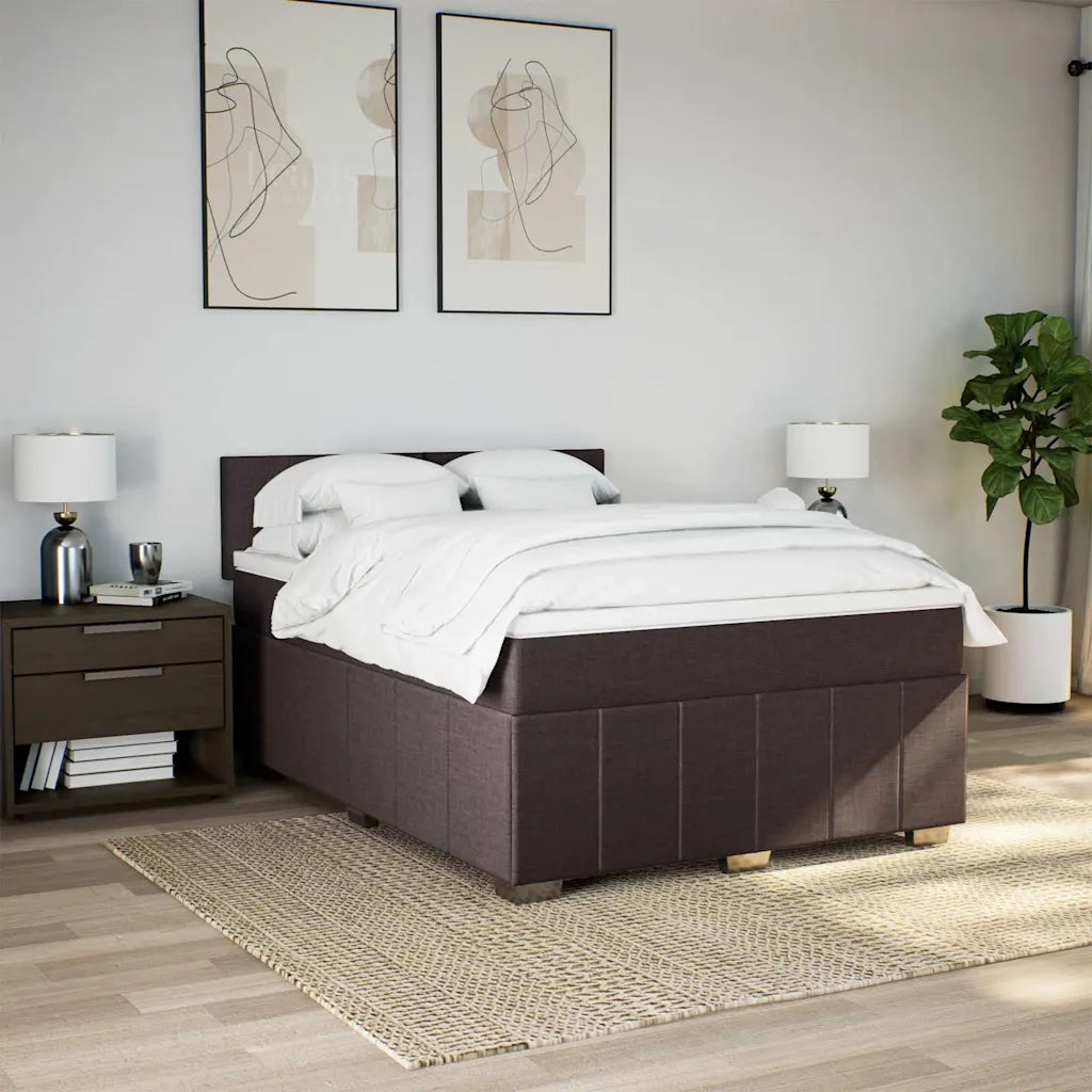 Giroletto a Molle con Materasso Marrone Scuro 140x190cm Tessuto