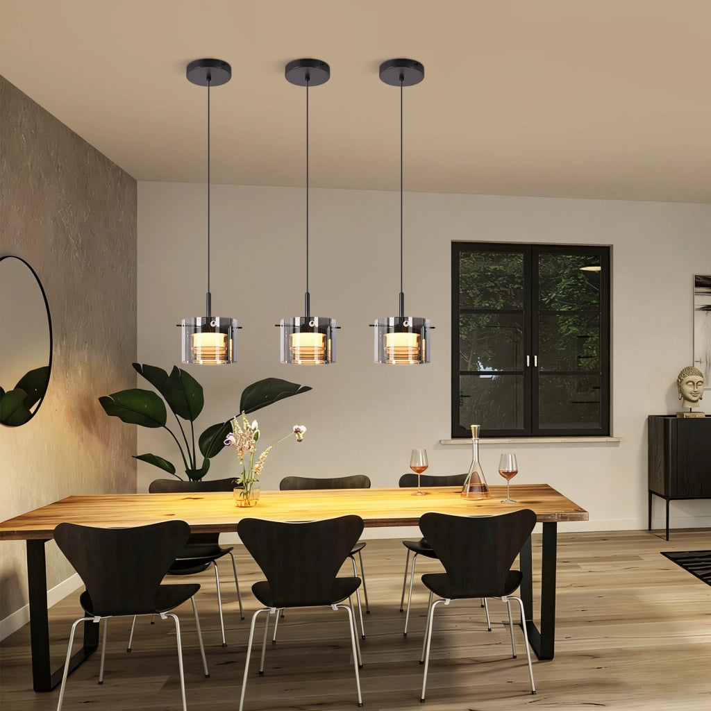 ZMH Lampada a Sospensione Vetro 1 Luce 140 cm LED Altezza Regolabile per Sala da Pranzo Soggiorno Camera da Letto