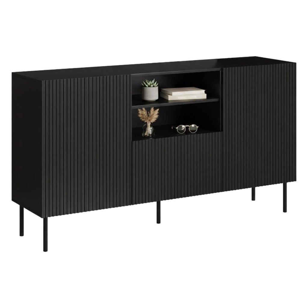 Madia Malo, Credenza 4 Ripiani, 150x42x82h cm Nero
