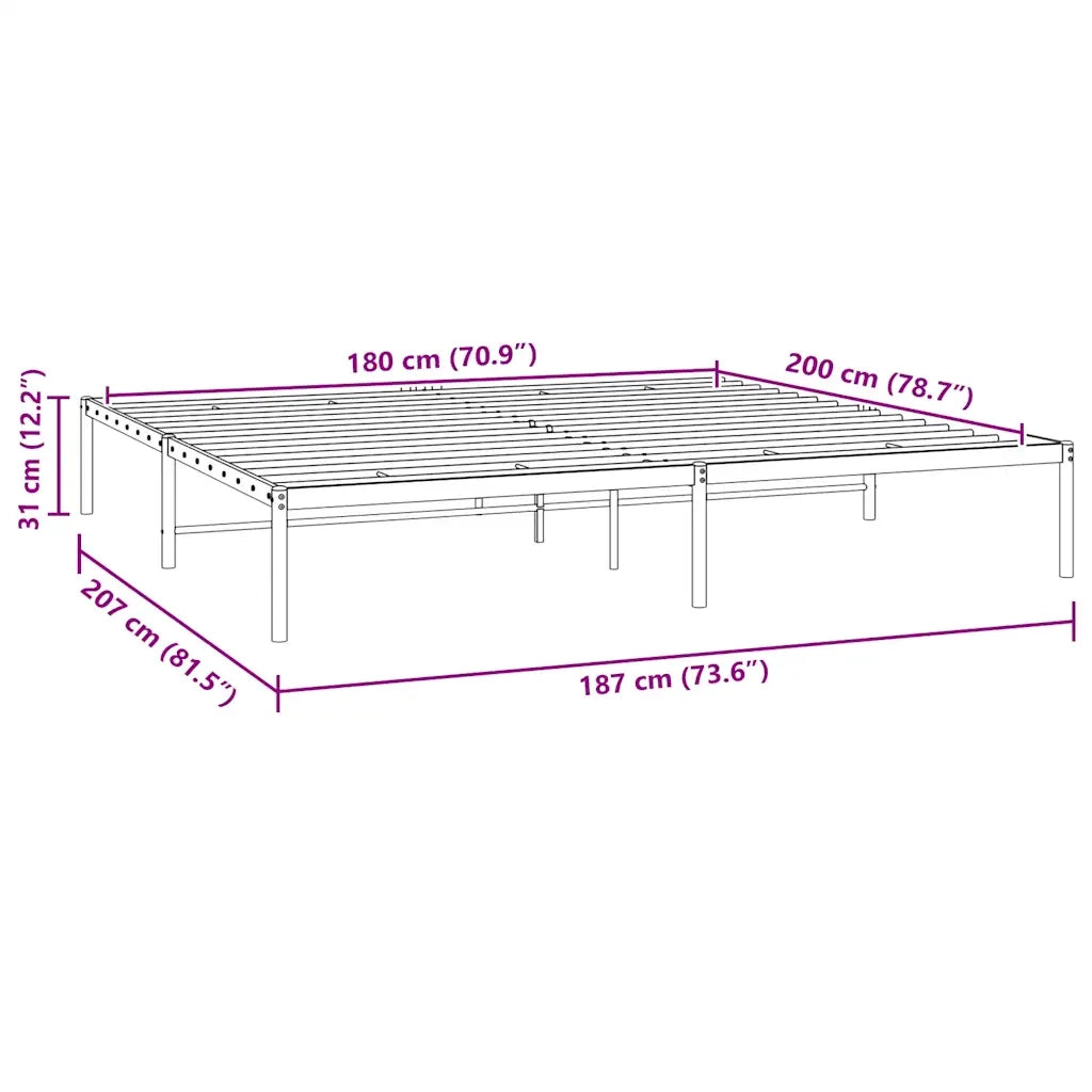 Letto matrimoniale | Letto per adulti | Giroletto Metallo Nero 180x200 cm