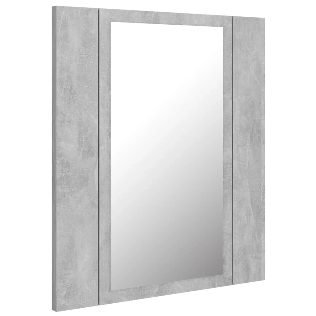 Mobiletto da bagno con specchio LED 40 x 12 x 45 cm acrilico grigio 02_0006611