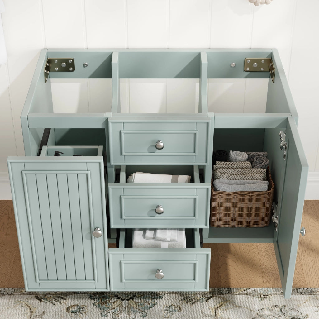 Mobile sottolavabo con 2 cassetti, vano contenitore e installazione a parete, per bagno, verde, 78,5 × 46 × 46,8 cm