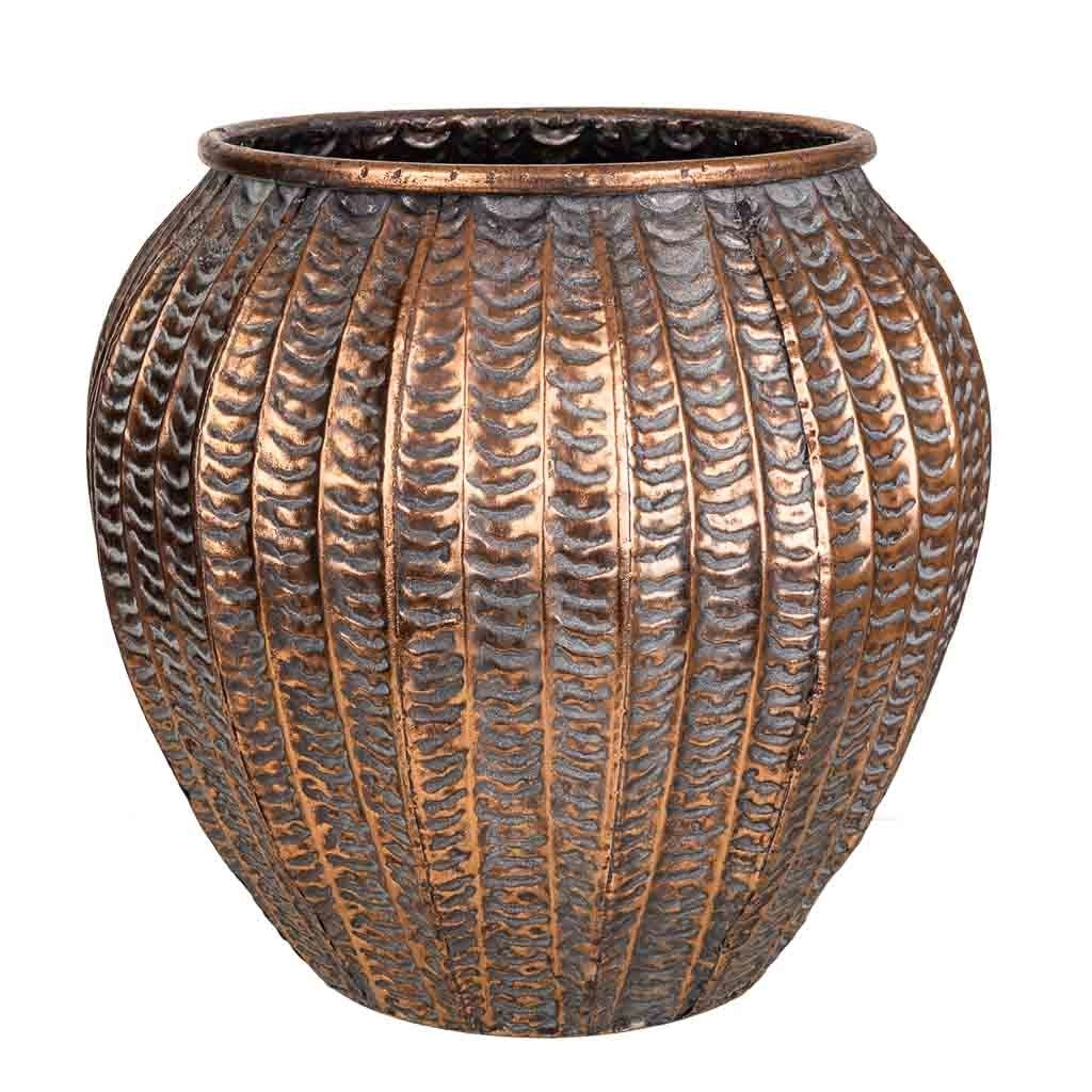 Fioriera in metallo dorato 35x35x32h