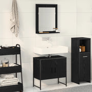 Set di mobili da bagno a 2 pezzi in legno ingegnerizzato nero e rovere