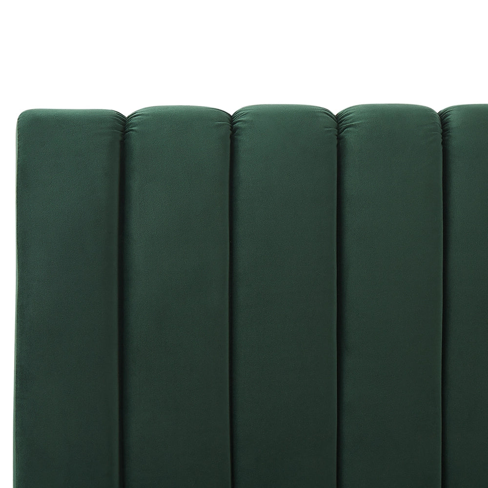Letto imbottito velluto verde smeraldo e oro rete a doghe testiera alta 180 x 200 cm testata alta design retrò
