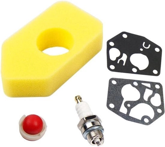 Filtro dell'aria 698369 4216 Carburatore Diaframma Guarnizione 495770 Bulbo del carburatore 694394 Candela Briggs & Stratton 3.5-4.5 CV Sprint Quattro Motore - Upgrade