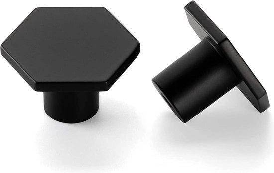Pacco di 4 maniglie per mobili, maniglie per cassetti in metallo, maniglie a sei facce, maniglie per cassetti, maniglie per porte con foro singolo, maniglie in metallo vintage nero per cassetti