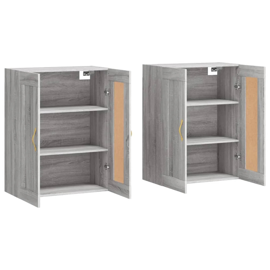 Set di 2 pratici armadietti a muro 69,5 x 34 x 90 cm realizzati in legno composito Sonoma grigio 02_0055501