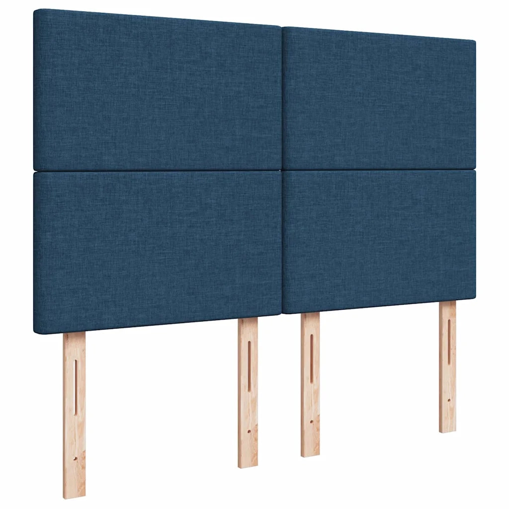 vidaXL Struttura Letto Pouf con Materasso Blu 140x200cm in Tessuto