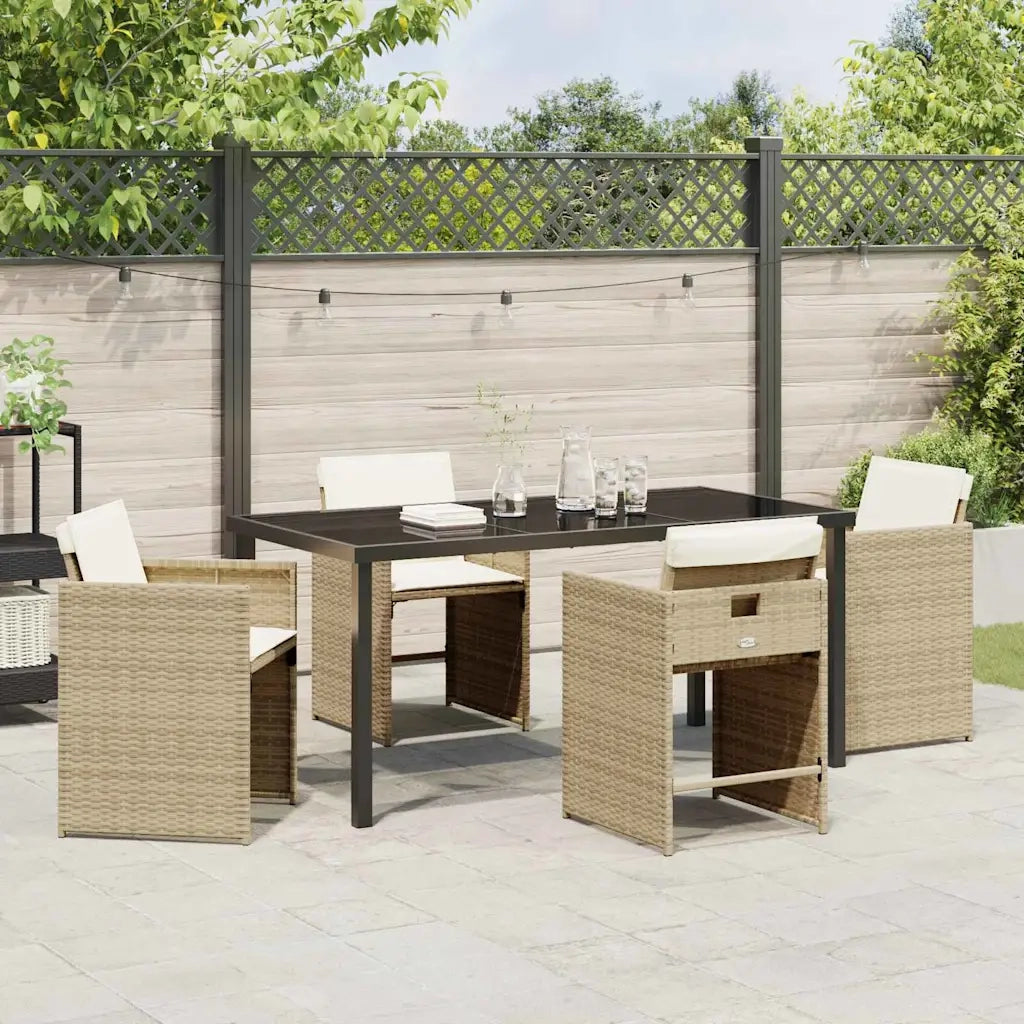 Set da Pranzo per Giardino con cuscino 5 pcs Beige polyrattan 3379990