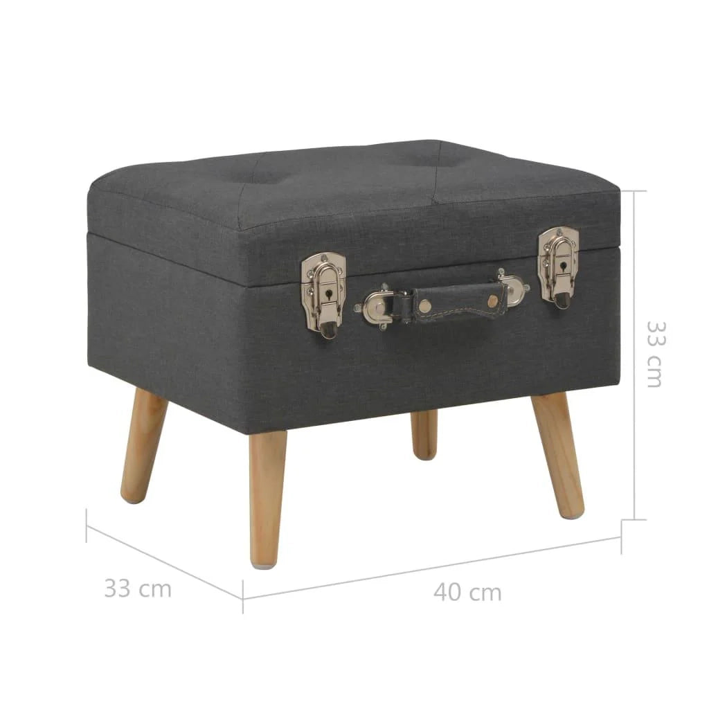 Panca pouf sgabello contenitore 40 cm tessuto grigio scuro 3002158