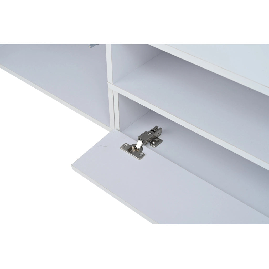 Set parete TV con LED e finitura lucida in truciolare bianco