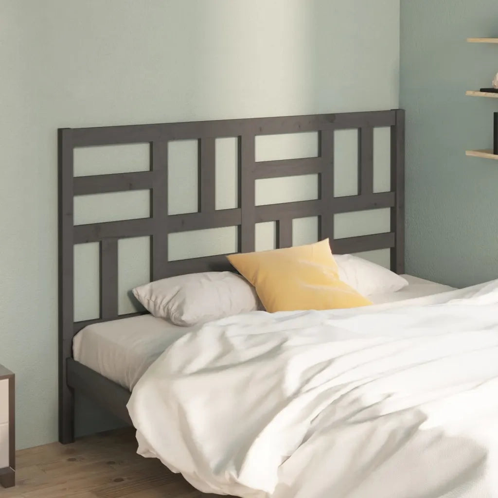 Testiera per Letto Grigia 126x4x104cm in Legno Massello di Pino 818182