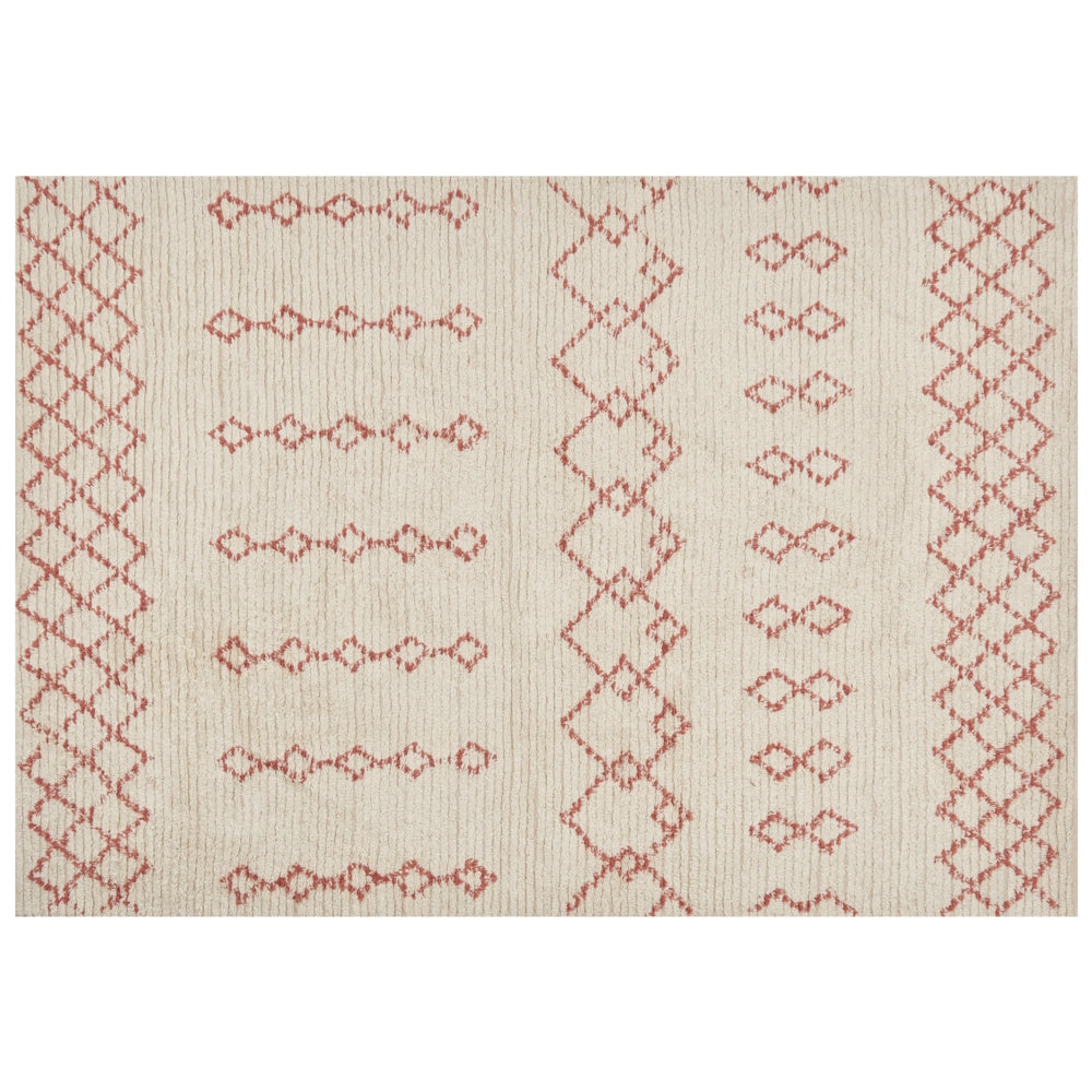 Tappeto beige e rosa in cotone 160 x 230 cm motivo geometrico rettangolare soggiorno camera da letto