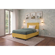 Letto imbottito Singolo 80x200 cm Flat - Contenitore,Microfibra,Ocra