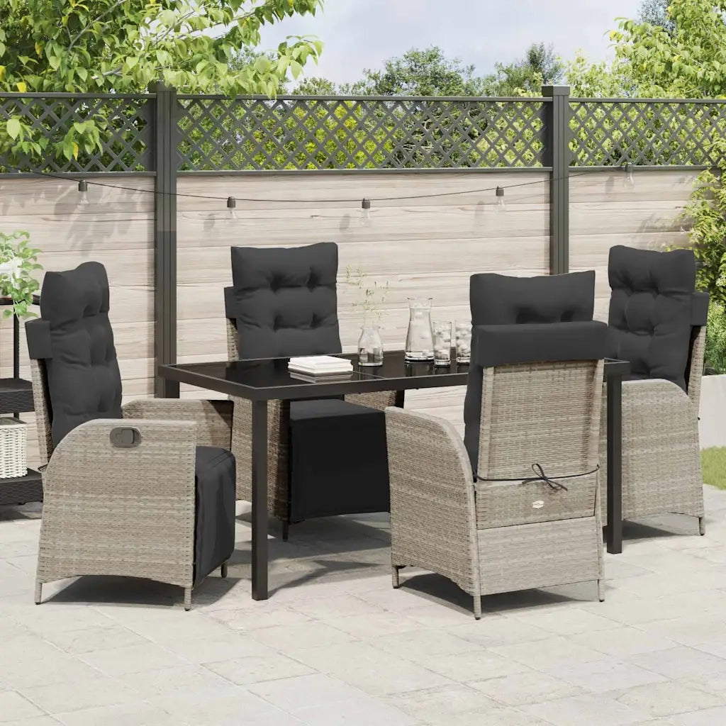 Set da Pranzo per Giardino 5 pcs Grigio chiaro polyrattan 3380571