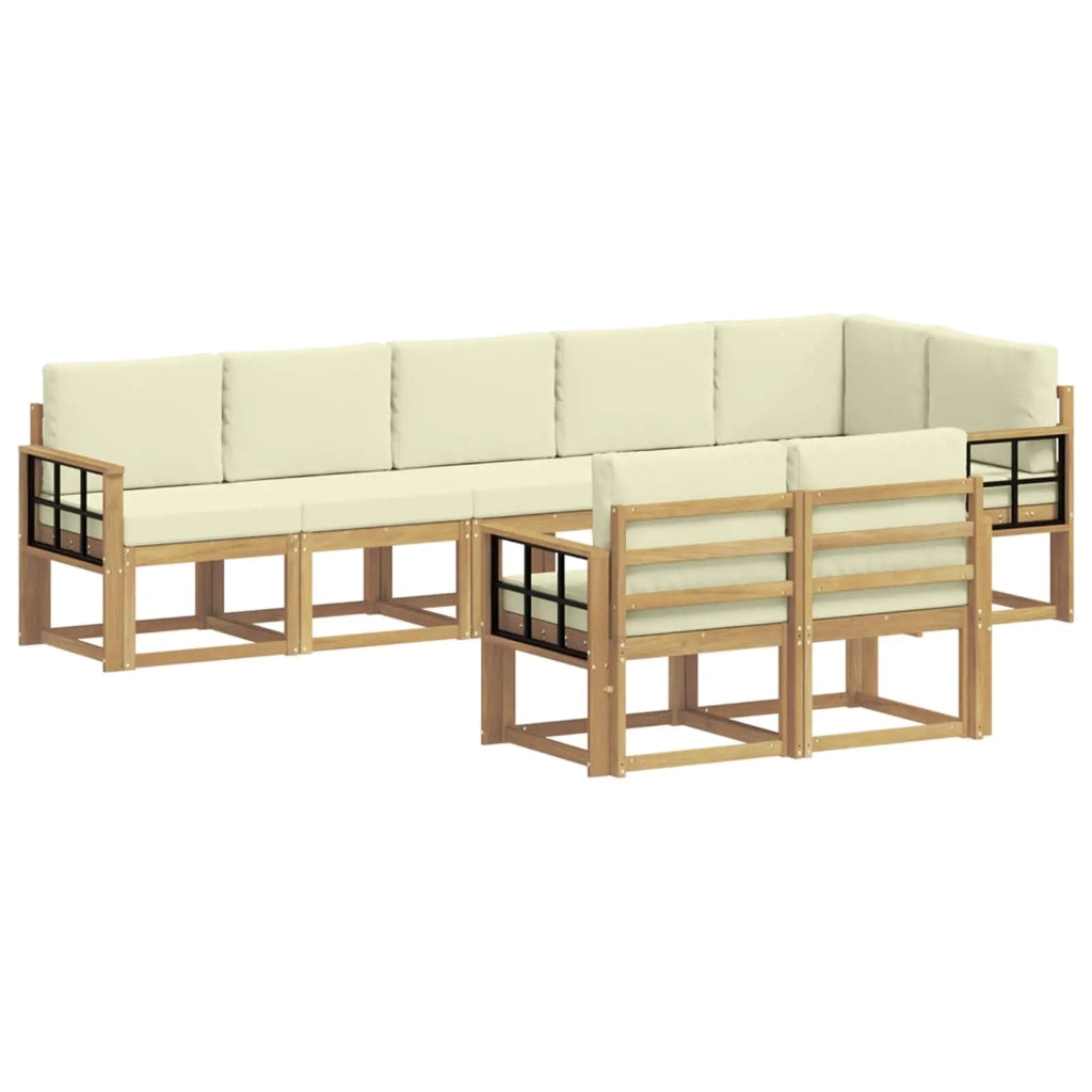 Set di divani da esterno 8 pz Bianco e Crema Poliestere 3387814