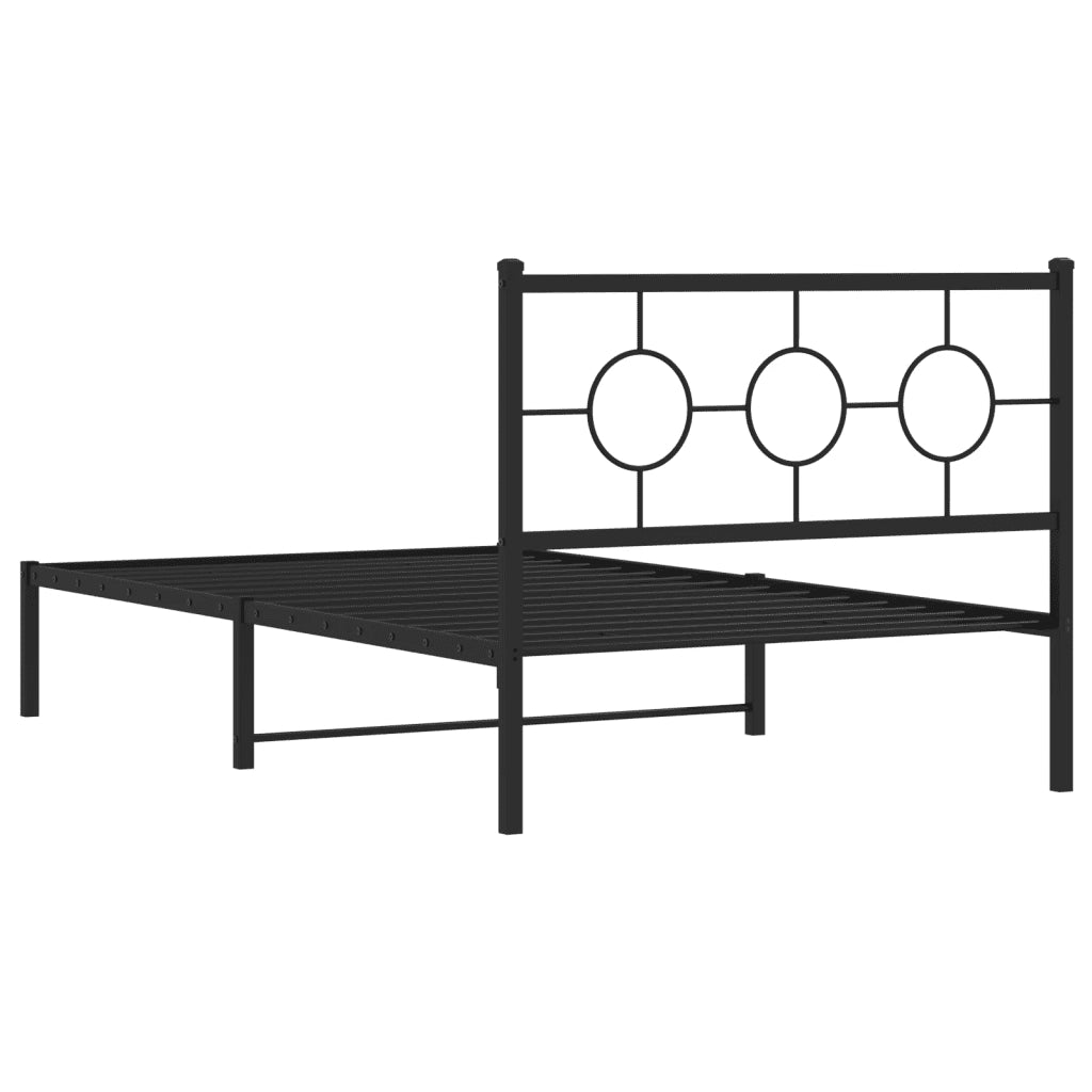 Letto singolo | Letto per adulti | Giroletto con Testiera in Metallo Nero 107x203 cm