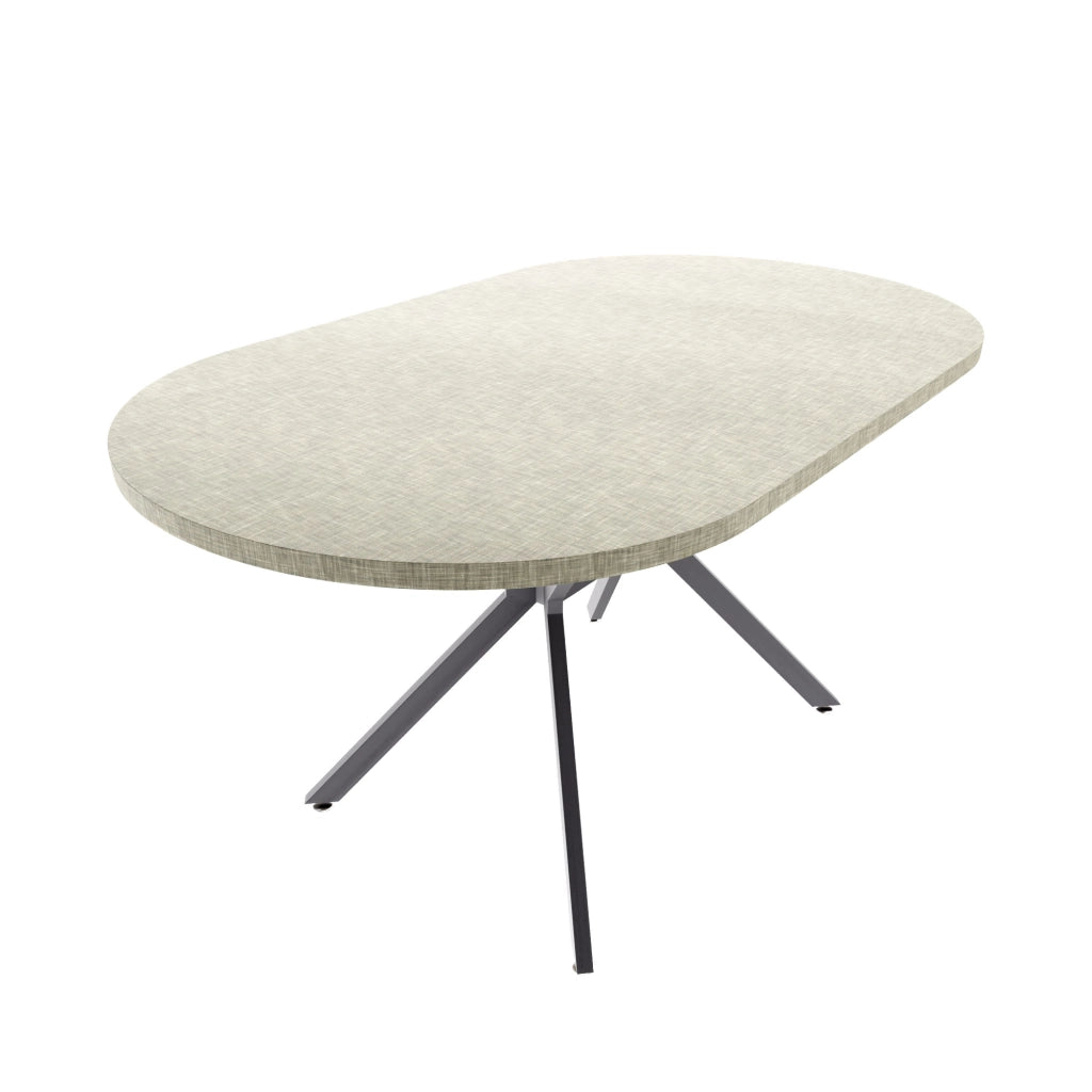 Marui Small - Tavolo da pranzo ovale 150x90 cm in Legno Testurizzato con Piede Centrale in metallo Ashi