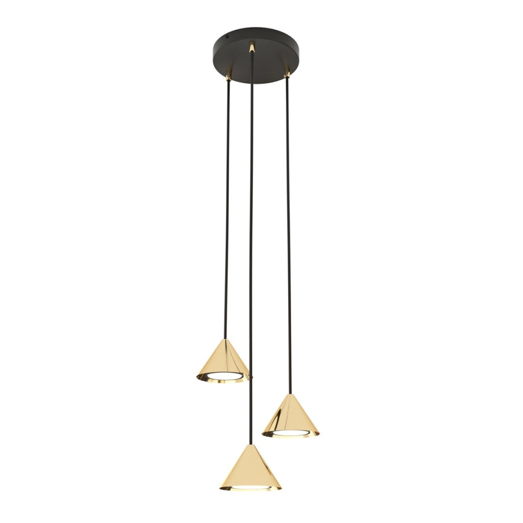 Lampada a sospensione ELIT in acciaio oro e dettagli nero