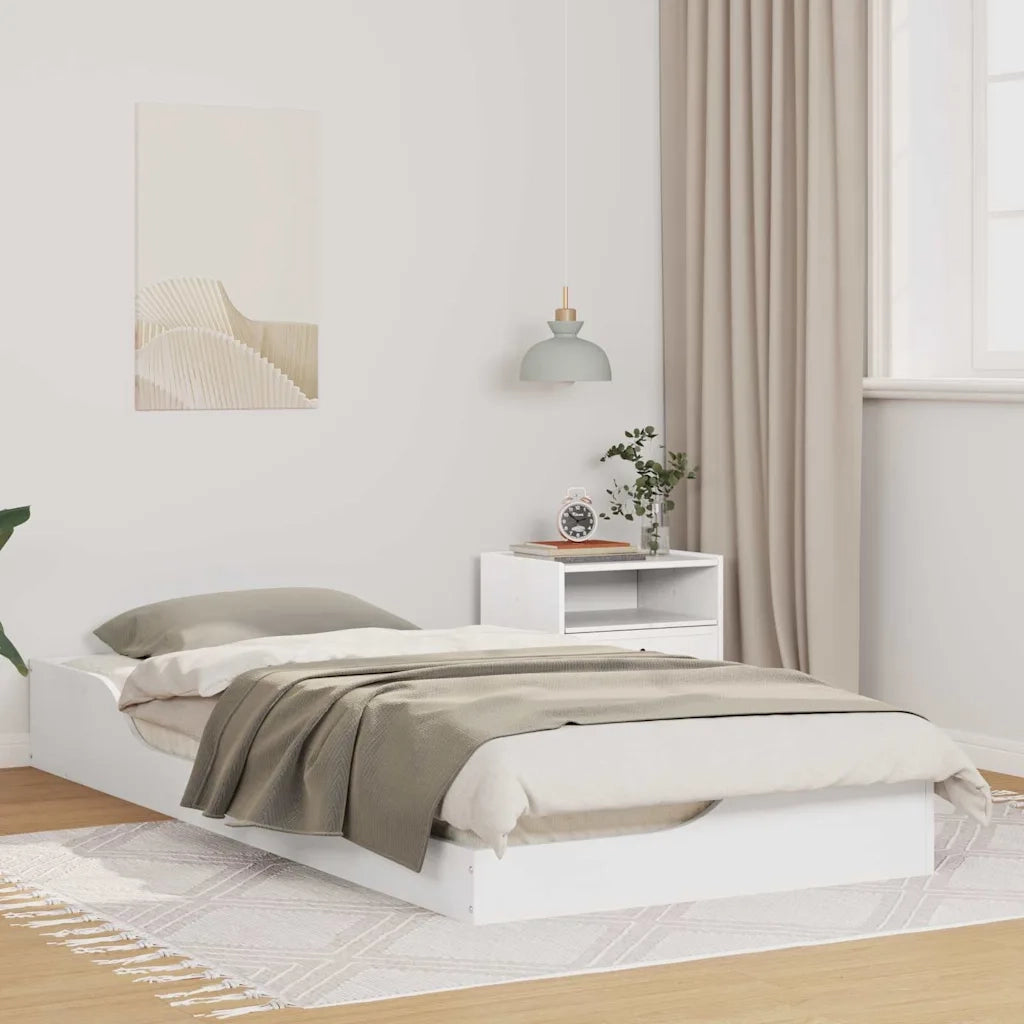 Struttura del letto Bianco 100 x 200 cm Pino massello 873386