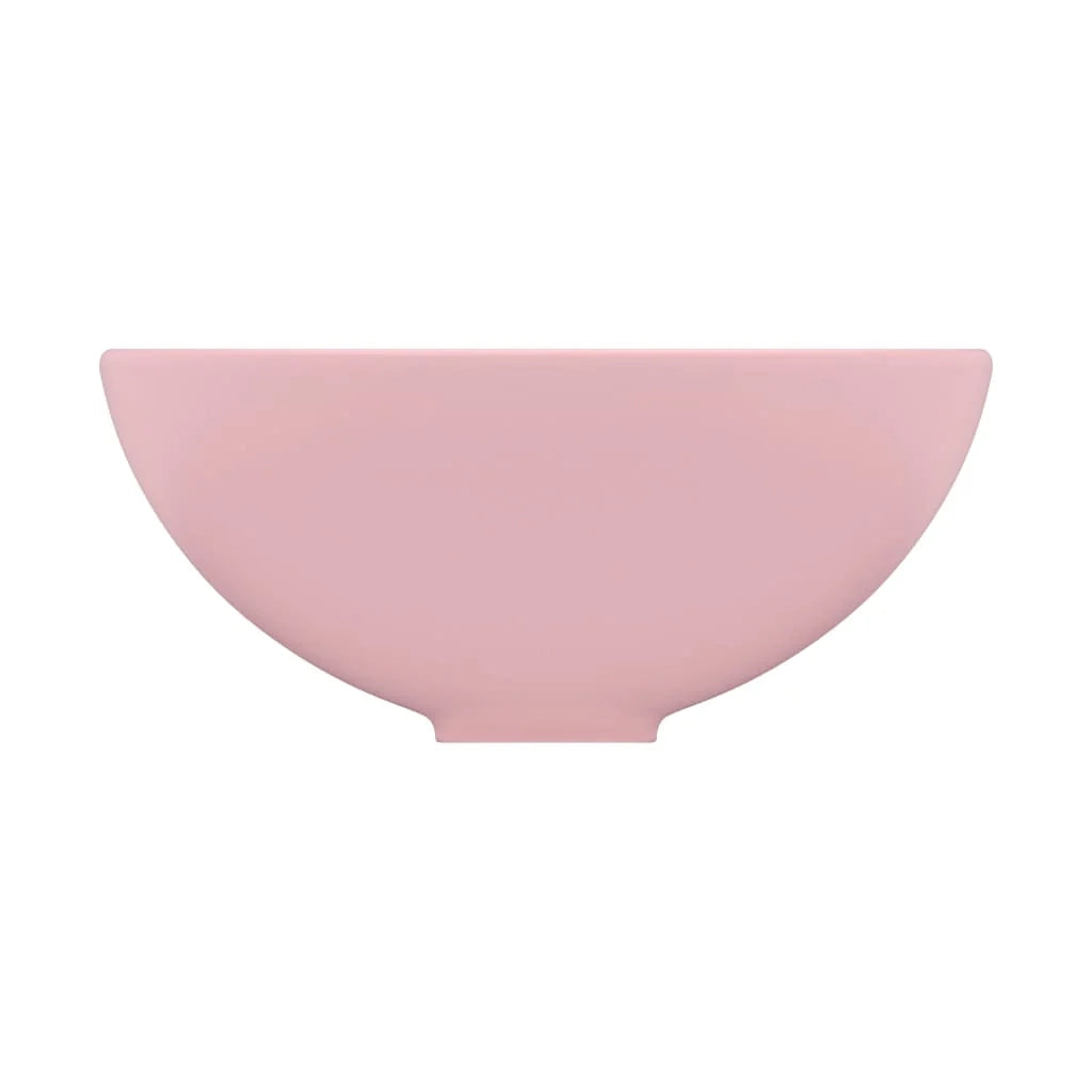 Lavabo rotondo di lusso per bagno lavabo da appoggio lavabo interno per cabina cosmetica 32,5 x 14 cm ceramica rosa opaca 02_0002708