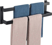 Handdoekenrek a muro doppio 58 CM - Portaasciugamani in acciaio inossidabile per bagno e cucina, finitura grigio scuro