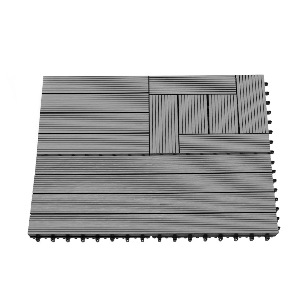 IDMarket - Set di 5 piastrelle rettangolari in legno composito WODHY grigio da agganciare