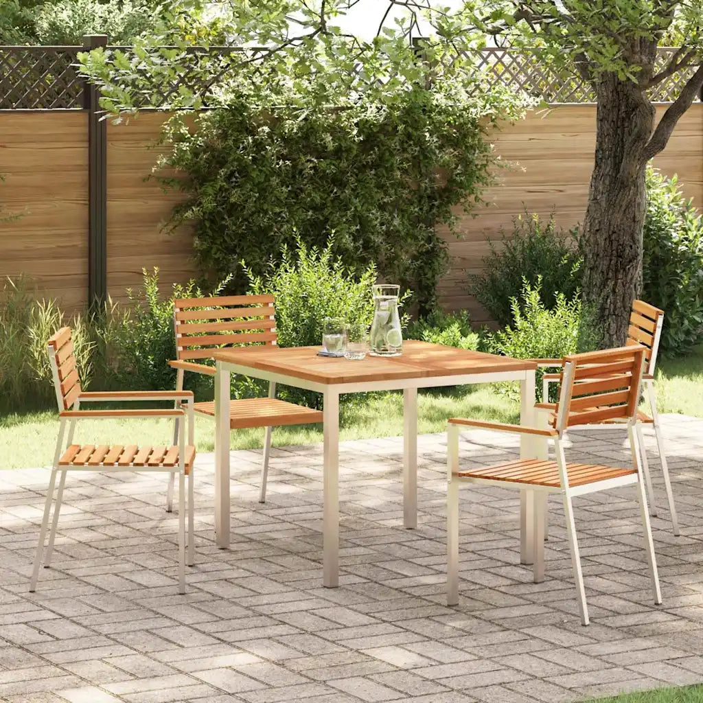 Set da Pranzo per Giardino 5 pcs Marrone Legno di teak solido 3334782