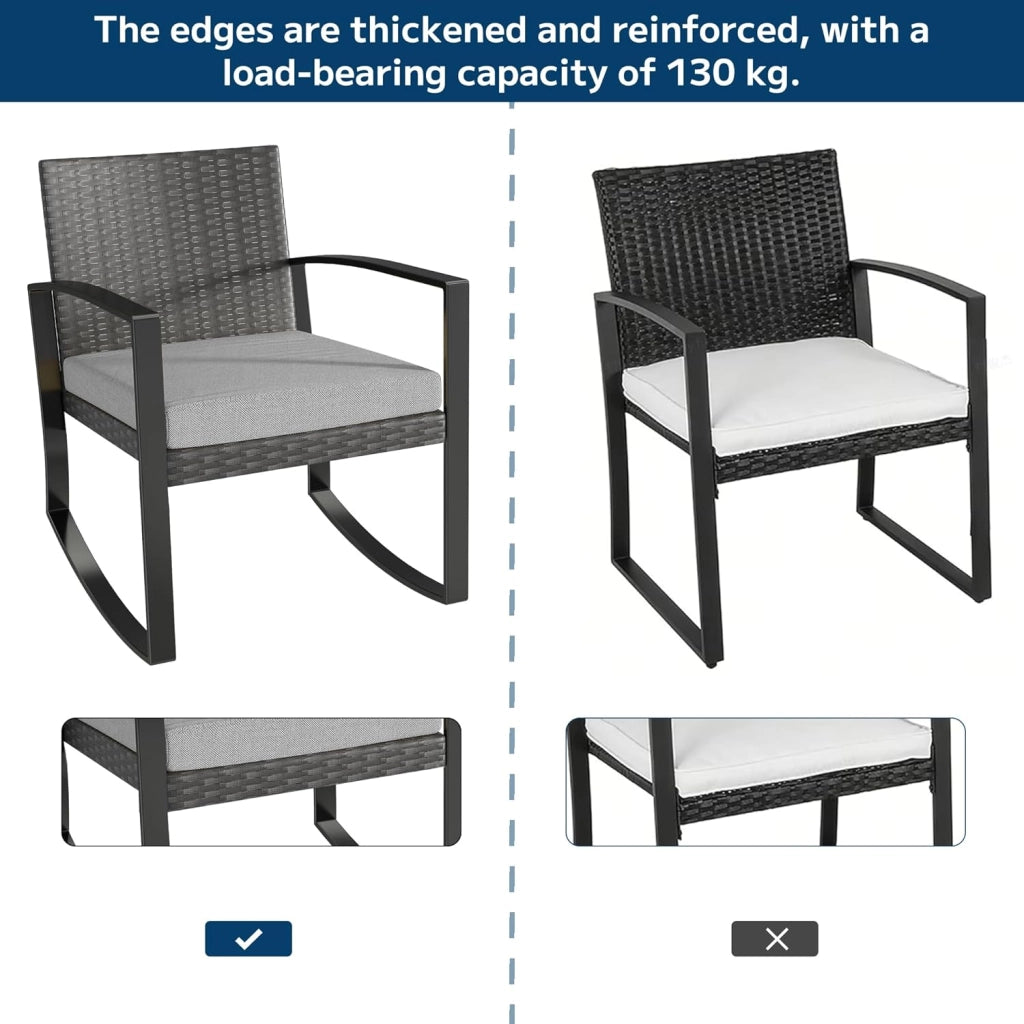Set di Mobili da Balcone,Set Tavolino e Sedie da Giardino,Set di Mobili da Giardino in Rattan,2 Sedie da Esterno e 1 Tavolino,per Giardino Cortile Piscina (Grigio)