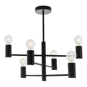 Plafoniera industriale nera opaca asimmetrica 6xE27 Endon