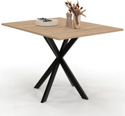 Consolle pieghevole per 2-4 persone ALIX con gambe in legno e ragno nero 103 x 76 cm