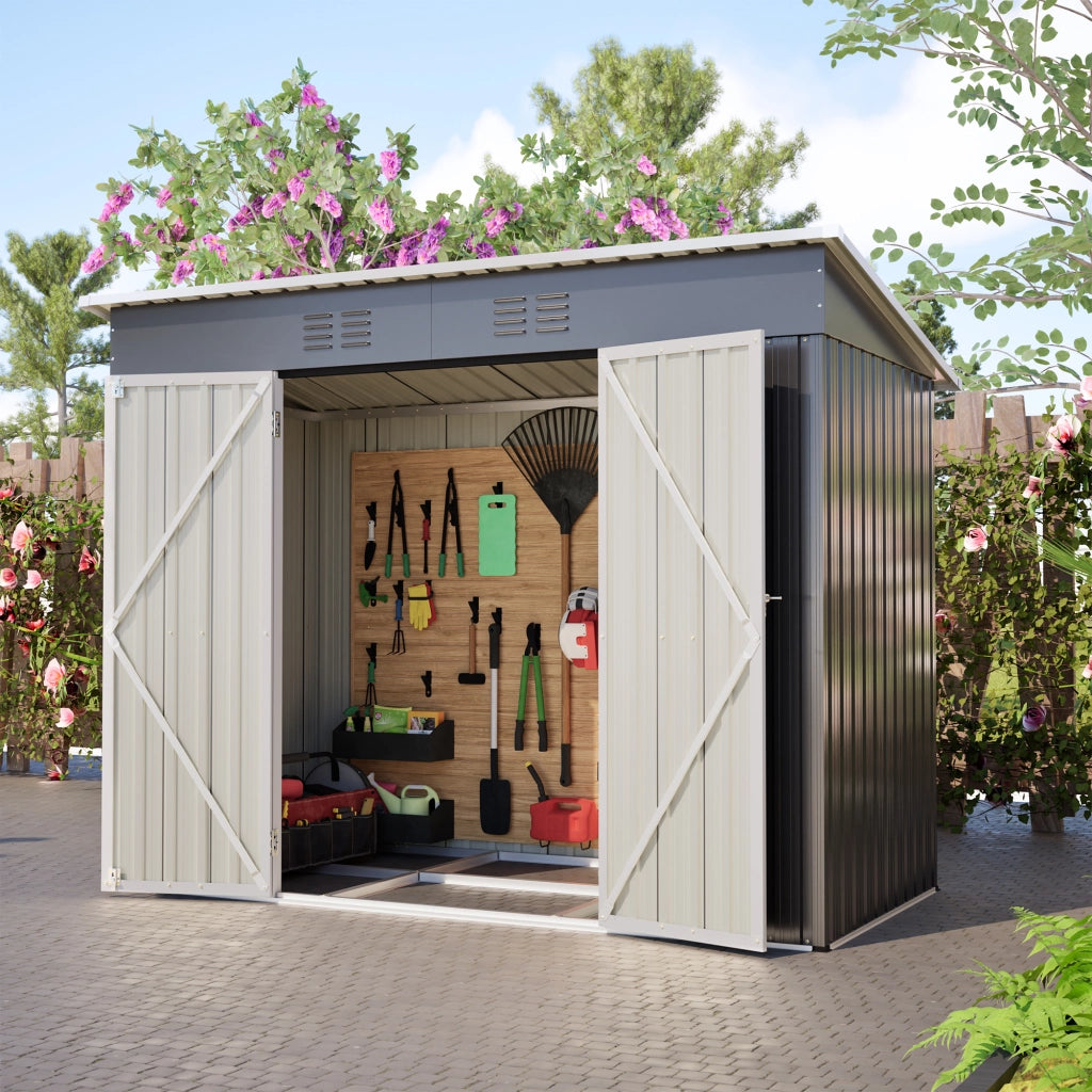 Casetta da Giardino 242×126×182cm in Metallo Grigio
