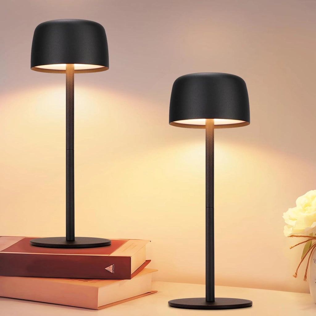 ZMH Lampada da tavolo LED set 2 pezzi nera wireless dimmerabile 3 temperature per camera letto soggiorno