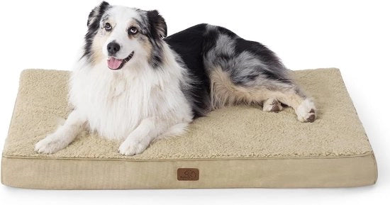 Letto per cani ortopedico per cani grandi, 104 x 74 x 9 cm, cuscino per cani, coperta per cani in lana, lavabile, materasso per cani per cani grandi, beige