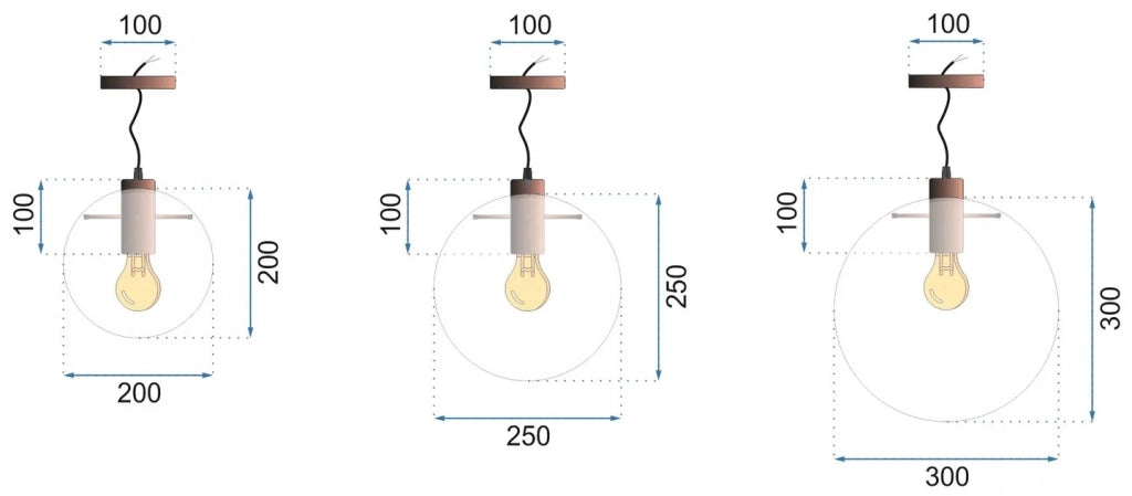 Lampada Da Soffitto Pensile Di Vetro Lassi Black 20+25+30 Cm