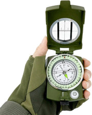 Compasso - Acqua e Shock Resistenete - Con Illuminazione Fluorescente e Linea di Livello - Per Outdoor/Navigazione (Verde Militare)