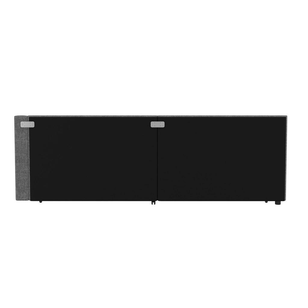 Letto estraibile singolo 90×200 cm con USB e tipo C; LED e vani portaoggetti; senza materasso; lino; grigio