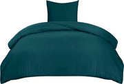 Set da letto, 135 x 200 cm, copriletto microfibra 135 x 200 cm + 1 cuscino 80 x 80 cm, blu-verde