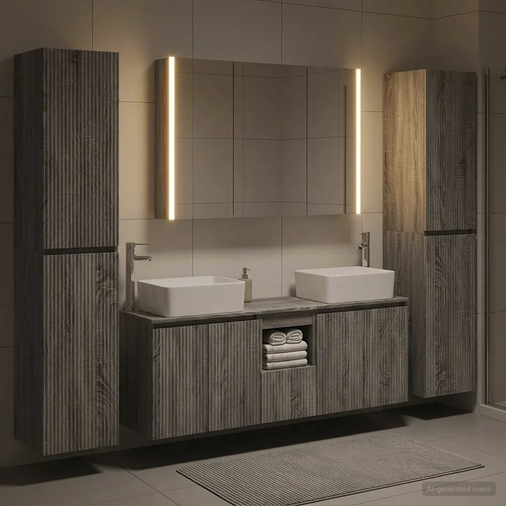 Set di mobili per il bagno 6 pcs Sonoma grigio 3407236