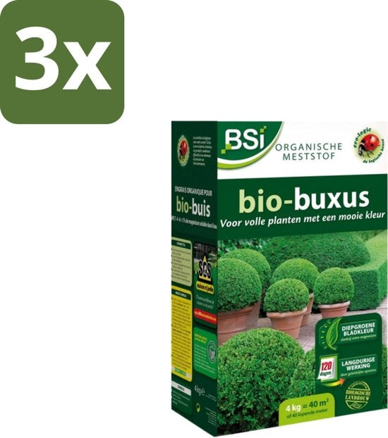 Materia Organica per Buxus - Crescita Salutare e Foglie Profonde - 4 kg (40 m²) - Confezione in Bulk - 3 pezzi