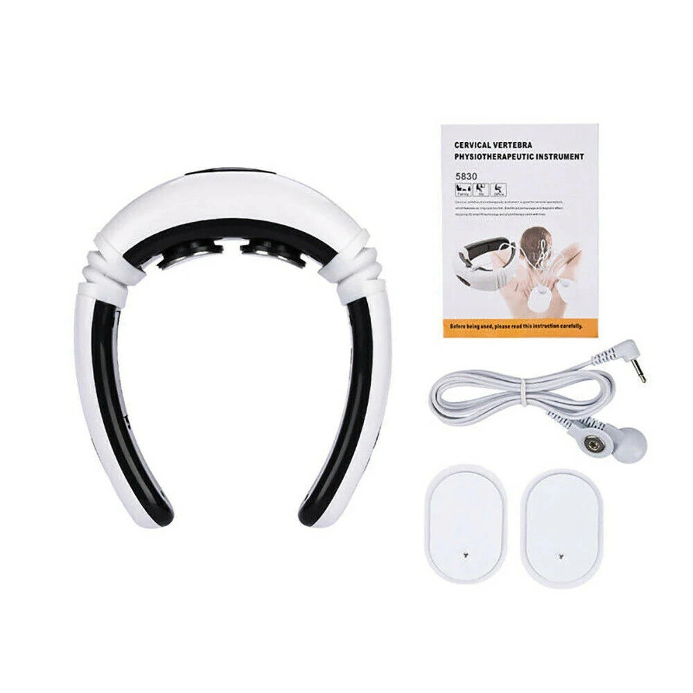 Trade Shop - Massaggiatore Con Impulsi Elettrici Multifrequenza Sollievo Dolore Cervicale Schiena Collo -