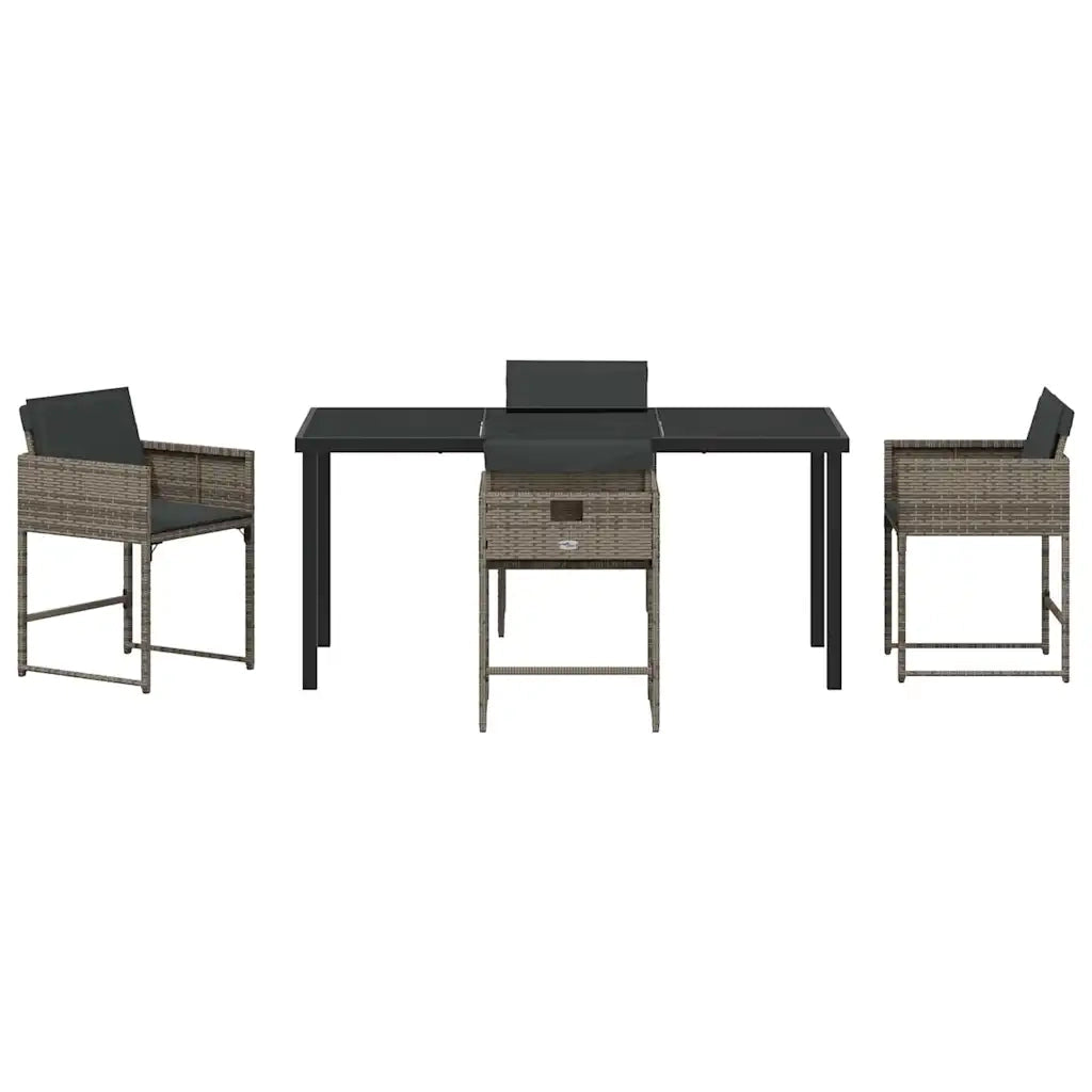 Set da Pranzo per Giardino 5 pcs Grigio polyrattan 3380723