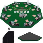 Tappetino da Poker Pieghevole 120 cm, Portatile con Borsa Portabicchieri e Vassoi per Fiches, Tappeto da Poker Antiscivolo, Verde