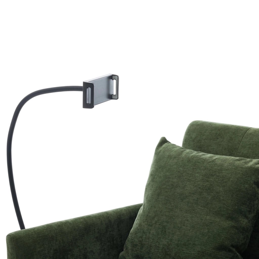 Divano letto multifunzione in tessuto verde con porta USB e supporto per tablet per soggiorno 109 × 72 × 83,5 cm