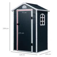 Casetta da Giardino Porta Attrezzi in Metallo e PP, 134x104x204 cm, Grigio