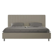 Letto matrimoniale king size con rete imbottito 180x200 similpelle cappuccino Agueda